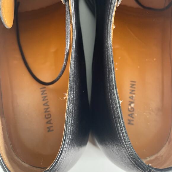 Magnanni Men\'s 12 M Black Leather Plain Toe Derby Oxford Dress Shoes Casual EUC main image 8